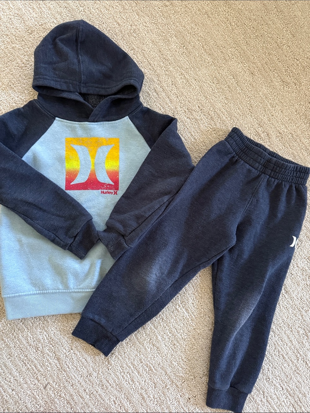 Hurley Navy and Light Blue Kids Jogger Sweatpants set